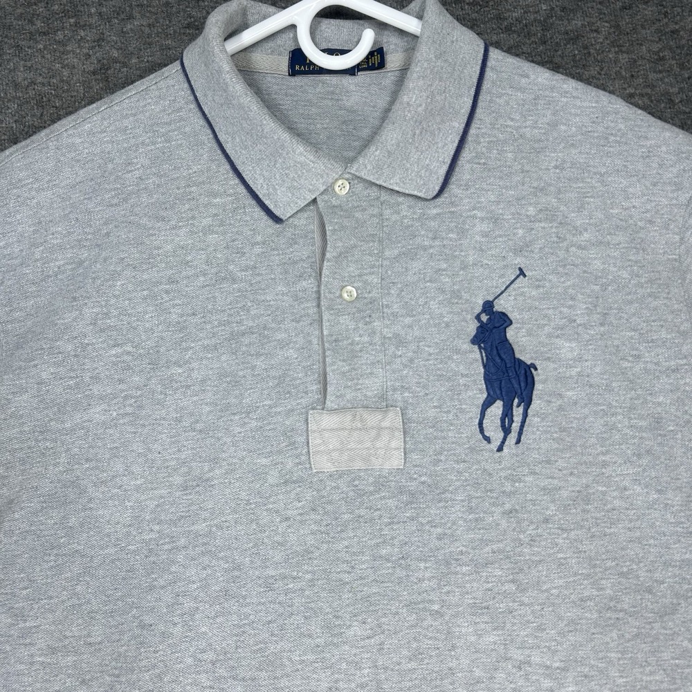 Polo Ralph Lauren Polo Shirt Mens 2XLT Gray‎ Big Pony #3 Short Sleeve Preppy